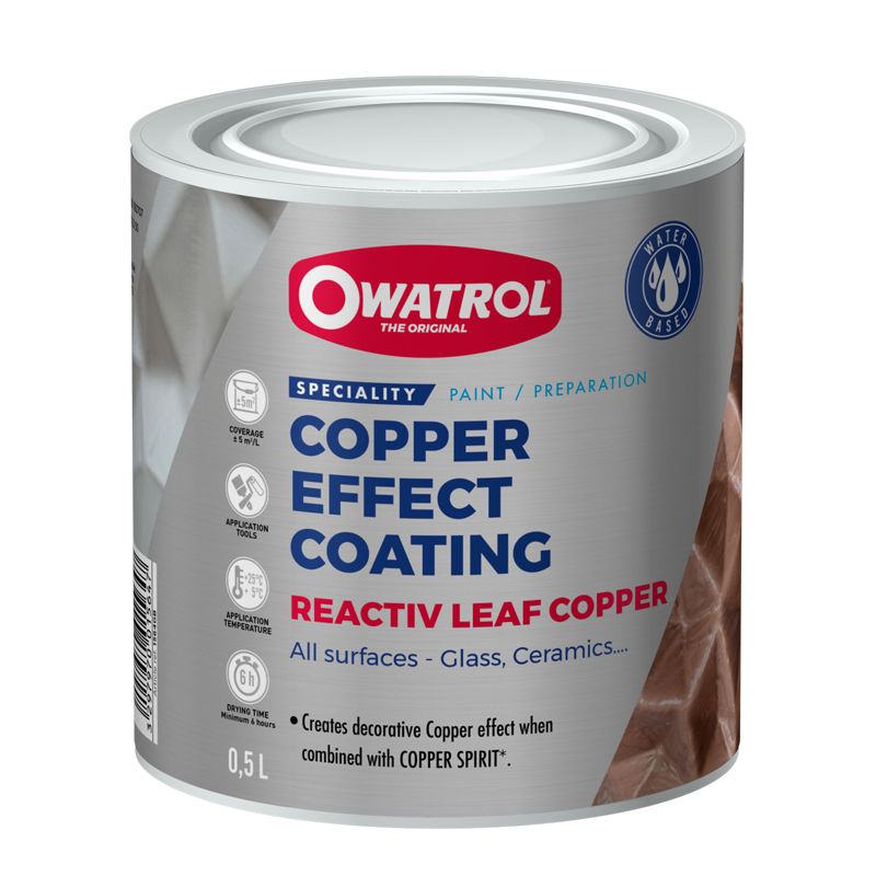 Reactiv Leaf Copper is a paint that gives a copper appearance to any surface.