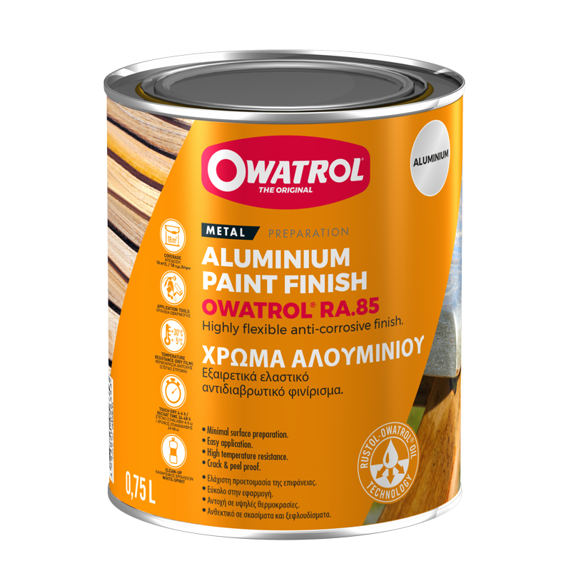 Flexible anti-corrosive high gloss aluminium paint finish